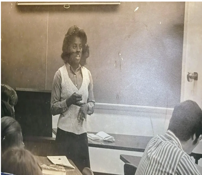A young Professor Croom teaching, early in her career